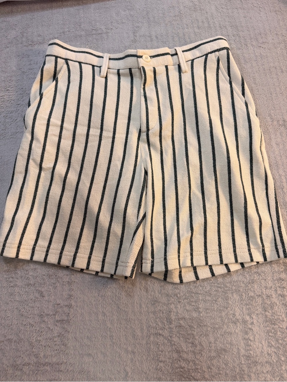Zara Striped Knit Shorts Size 30 Cream Black Resort Summer